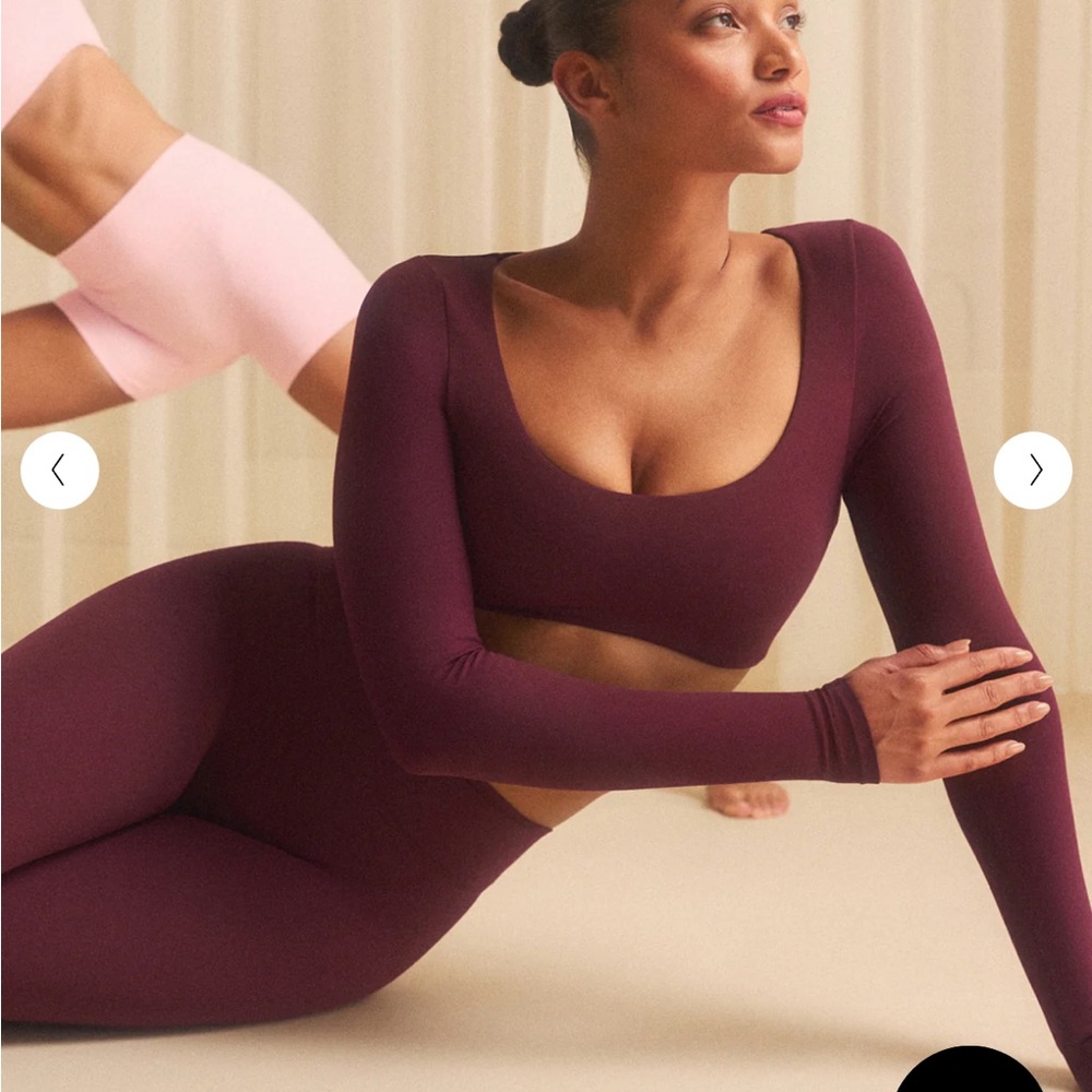 Oner active soft motion scoop neck long sleeve crop top-cherry lacquer purple